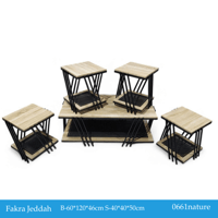 طقم طاولات خشب وراتان عدة الوان