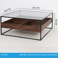 طاولة خشب وزجاج 100 سم