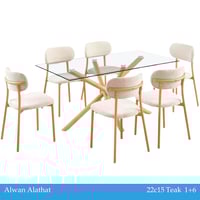 طقم طاولة طعام زجاج 4 و 6 كراسي خشبي