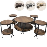 طقم طاولات خشب وسط عدة ألوان