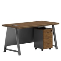 مكتب مع ادراج عدة مقاسات لون بن ورمادي