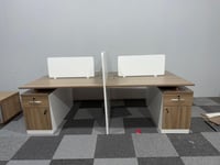 طقم مكتب رباعي 240 سم لون خشبي وأبيض