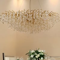 ثريا جنيهات بيضاوي قزاز أبيض + كريستال 180*80 سم