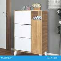 خزانة أحذية ٣ادوار لون بني فاتح وابيض