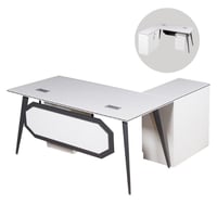 طقم مكاتب مع سكرتاريه لون أبيض عدة مقاسات