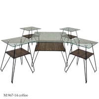 طقم طاولات خدمة قزاز وخشب عدة ألوان