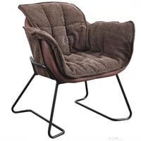 طقم 3 كراسي قماش مع جلد لون بني