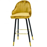 كرسي بار مخمل لون أصفر