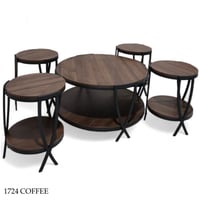 طقم طاولات خشب وسط عدة ألوان