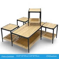 طقم 4و6 طاولات خشب وراتان عدة الوان