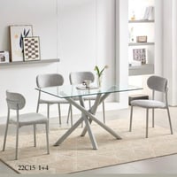 طقم طاولة طعام زجاج 4و6 كراسي رمادي