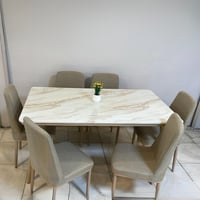طقم طاولة طعام رخام 4و6 كراسي عدة ألوان