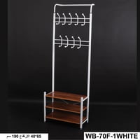 علاقة ملابس مزودة بأرفف لون أبيض خشبي