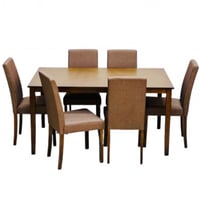 طقم طاولة و 6 كراسي ماليزي خشبي فاتح