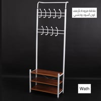 علاقة ملابس مزودة بأرفف لون أبيض خشبي