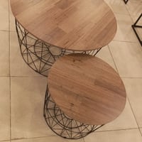 طقم طاولات خدمة لون خشبي غامق