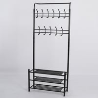 علاقة ملابس مزودة بأرفف لون أسود