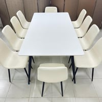 طقم طاولة طعام مودرن 10 كراسي لون أبيض