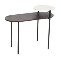 طاولة كونسول لون خشبي وأبيض