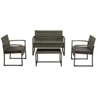 طقم جلسة خارجية خيزران رمادي فاتح