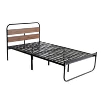 سرير اسود مزين بالخشب (40-200-120) سم