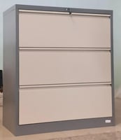 دولاب ملفات ب 3 أدراج لون رمادي وابيض