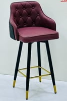 كرسي بار جلد دوار لون عودي