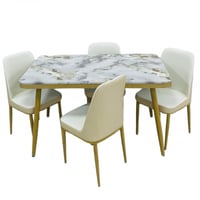 طقم طاولة طعام رخام و4,6,8 كراسي لون خشبي