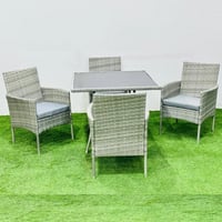 طقم جلسة خارجية خيزران رمادي فاتح