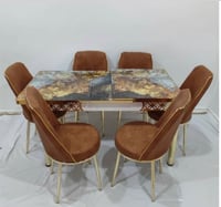 طاولة طعام 6 كرسي تركي لون بني