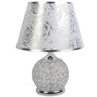 اباجورة مرصعة بالكريستال لون فضي وقاعدة دائرية