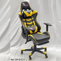 كرسي قيمنق جلد لون أسود وأصفر