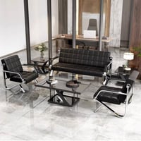 طقم كنب مكتبي جلد لون اسود