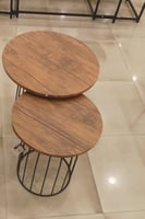 طقم طاولات خدمة دائرية لون خشبي