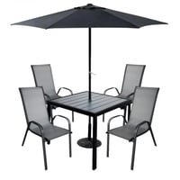 طقم مظلة مع 4 كراسي أسود