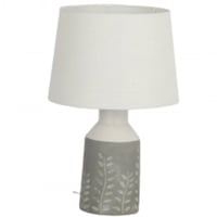 اباجورة سيراميك مصممة بلون ابيض ورمادي