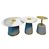 طقم طاولات حجر بورسلان رمادي