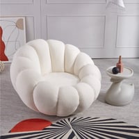 كرسي قماش بوكليه دوار لون أبيض كبير