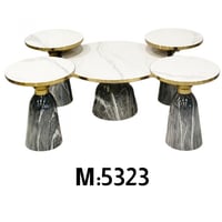 طقم استيل دائري حجر بورسلان 4 + 1 لون رمادي