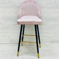 كرسي بار دوار مخمل لون بنكي