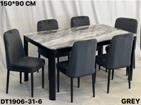 طقم طاولة طعام رخام 4و6و8 كراسي رمادي