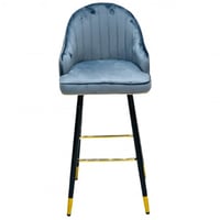 كرسي بار مخمل لون رصاصي