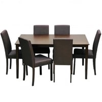 طقم طاولة و 6 كراسي ماليزي خشبي غامق