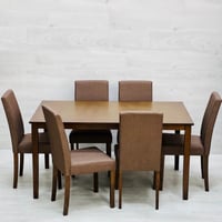 طقم طاولة و 6 كراسي ماليزي خشبي فاتح