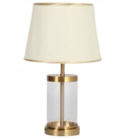 اباجورة بقاعدة زجاجية لون ابيض وذهبي