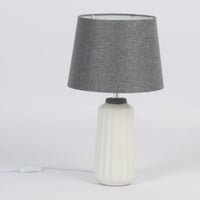 اباجورة مصنوعة من السيراميك لون أبيض ورمادي