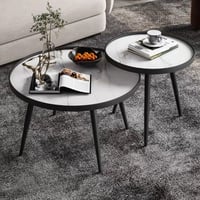 طقم طاولات لون أبيض وأسود