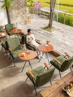 طقم 2 كرسي مع تكاية خشب لون رمادي