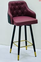 طقم 4 كراسي بار جلد دوار لون عودي