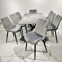 طقم طاولة طعام و8 كراسي - لون رمادي